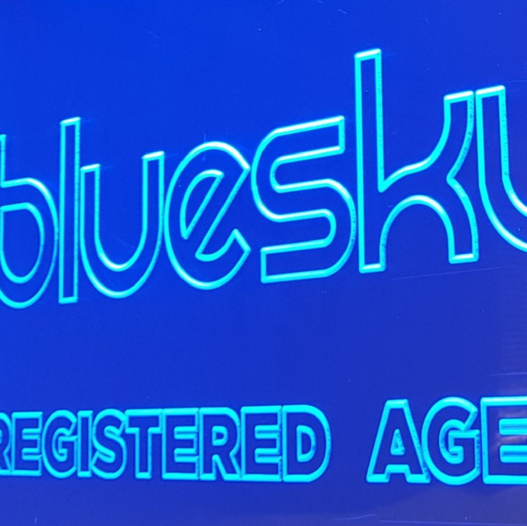 Edge-lit sign Bluesky from Sign Lighting Australia