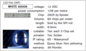 WHITE 6000k W/P Flexible LED strip from SLA